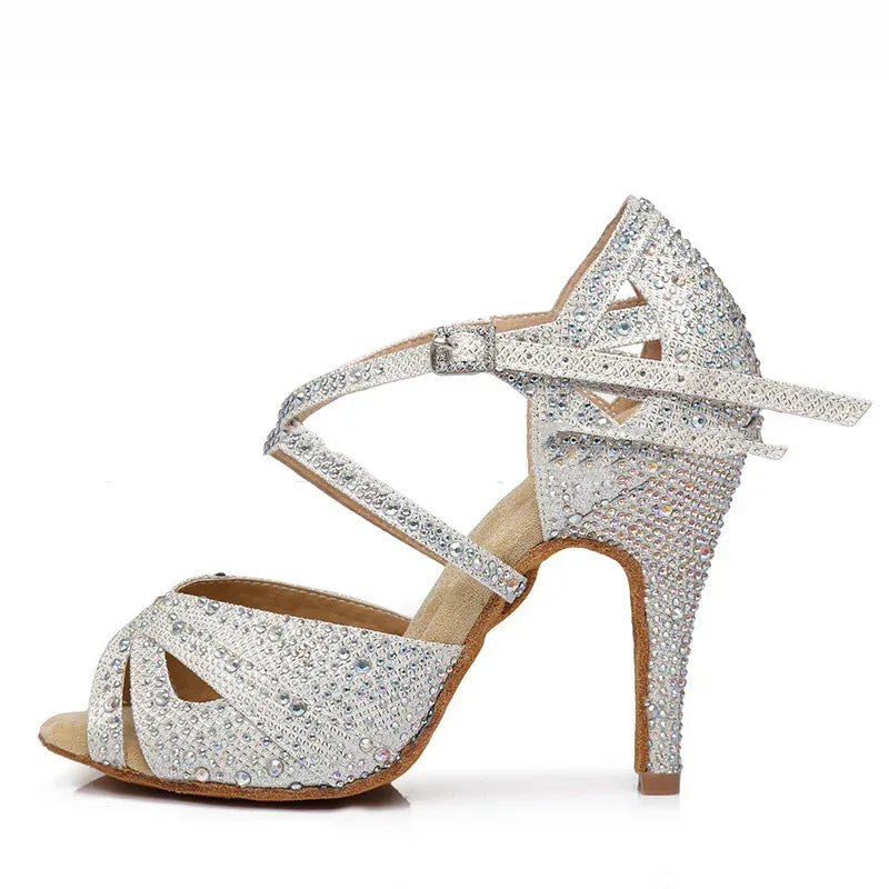 Silver high-heeled Latin dance shoes - DanaFashionstore