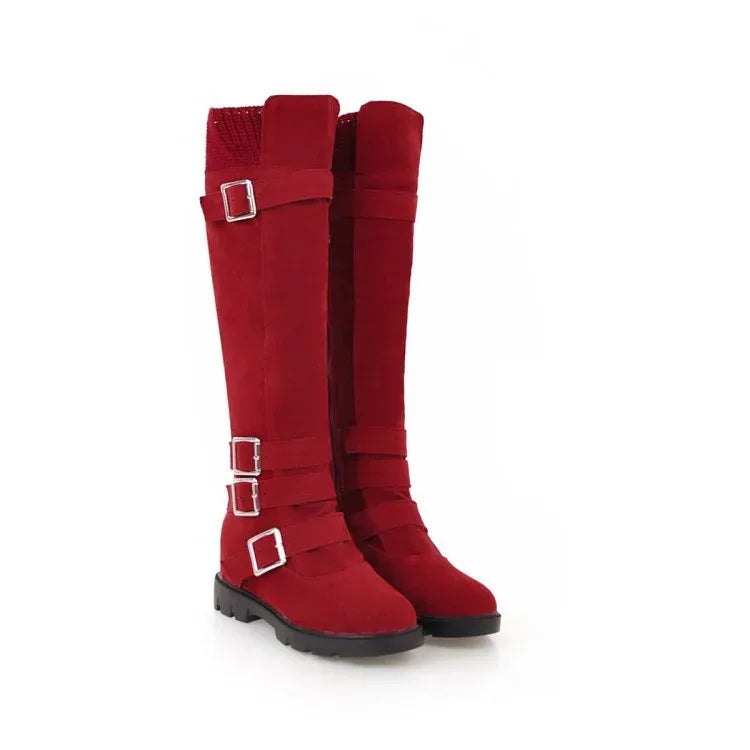 British Belt Buckle High Top Martin Boots Women - DanaFashionstore