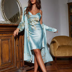 Ice Silk Cherry Print Nightgown 2026 - Ladies Summer Sleepwear - DanaFashionstore