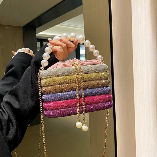 European And American Fashion One-shoulder Ins Women's Crossbody Classic Style Pearl Hand Dinner Bag - Dana Fashion