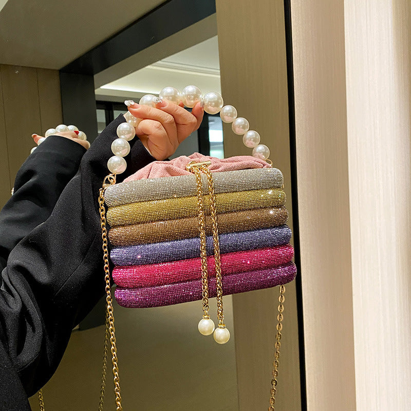 European And American Fashion One-shoulder Ins Women's Crossbody Classic Style Pearl Hand Dinner Bag - Dana Fashion