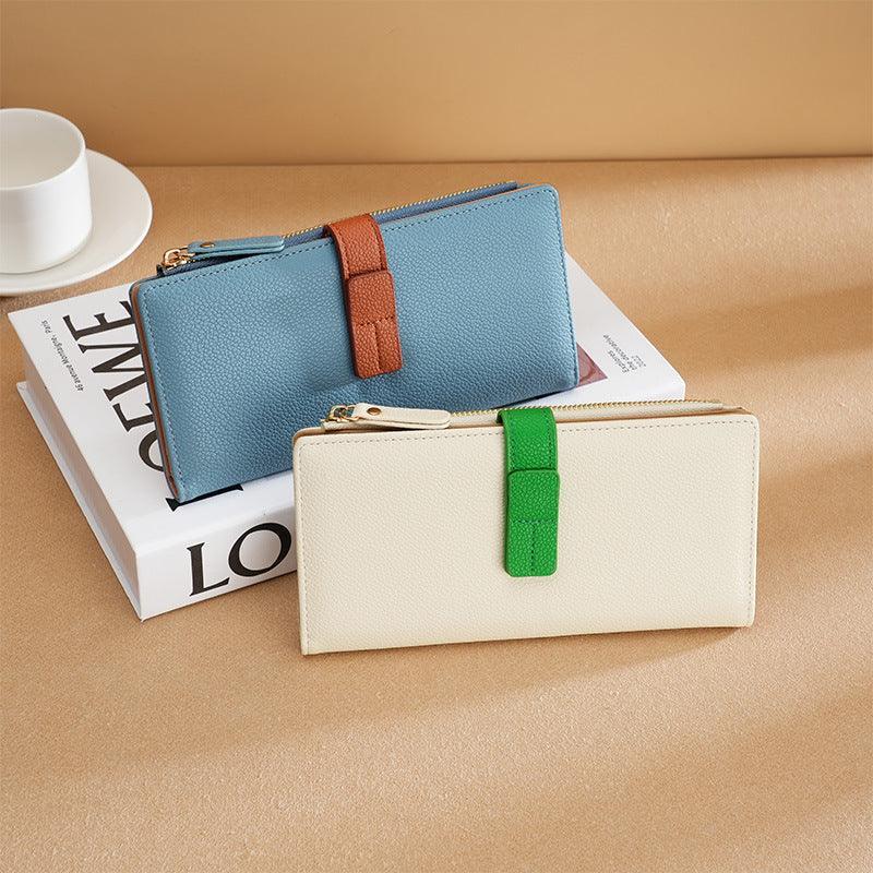 Long Multiple Card Slots Zipper Bag Buckle Korean Style High Sense Women's Wallet - DanaFashionstore