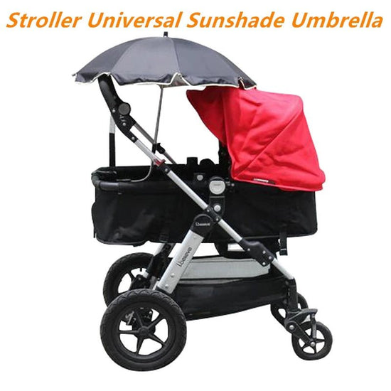 360 Degrees Pram Umbrellas Cart Accessories Adjustable Stroller Umbrella $114.09 Dana Fashion Color: Black Baby & Mother Overview: 1. Umbrella folder can be bent, pressed round buttons, can be rotated to any orientation. 2. High-density silver tape plays