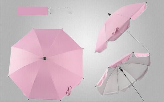 360 Degrees Pram Umbrellas Cart Accessories Adjustable Stroller Umbrella $114.09 Dana Fashion Color: Pink Baby & Mother Overview: 1. Umbrella folder can be bent, pressed round buttons, can be rotated to any orientation. 2. High-density silver tape plays a