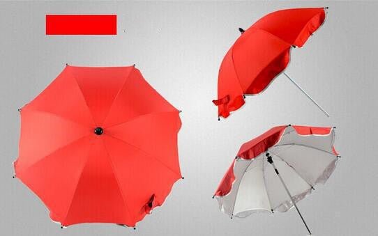 360 Degrees Pram Umbrellas Cart Accessories Adjustable Stroller Umbrella $114.09 Dana Fashion Color: Red Baby & Mother Overview: 1. Umbrella folder can be bent, pressed round buttons, can be rotated to any orientation. 2. High-density silver tape plays a