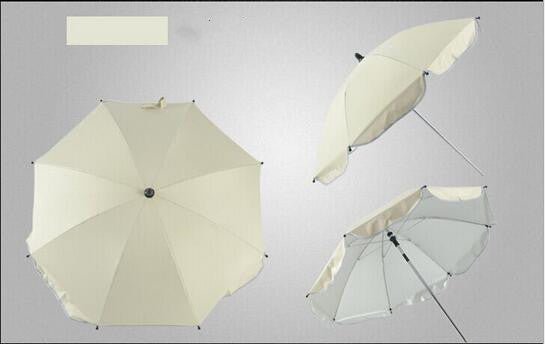 360 Degrees Pram Umbrellas Cart Accessories Adjustable Stroller Umbrella $114.09 Dana Fashion Color: Rice white Baby & Mother Overview: 1. Umbrella folder can be bent, pressed round buttons, can be rotated to any orientation. 2. High-density silver tape p