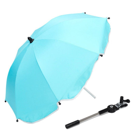 360 Degrees Pram Umbrellas Cart Accessories Adjustable Stroller Umbrella $114.09 Dana Fashion Color: Black Baby & Mother Overview: 1. Umbrella folder can be bent, pressed round buttons, can be rotated to any orientation. 2. High-density silver tape plays