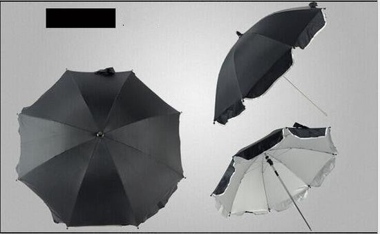 360 Degrees Pram Umbrellas Cart Accessories Adjustable Stroller Umbrella $114.09 Dana Fashion Color: Black Baby & Mother Overview: 1. Umbrella folder can be bent, pressed round buttons, can be rotated to any orientation. 2. High-density silver tape plays