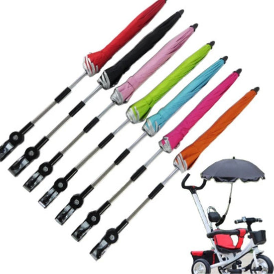 360 Degrees Pram Umbrellas Cart Accessories Adjustable Stroller Umbrella $114.09 Dana Fashion Color: Black Baby & Mother Overview: 1. Umbrella folder can be bent, pressed round buttons, can be rotated to any orientation. 2. High-density silver tape plays