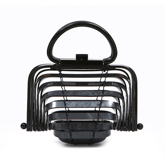 Acrylic bamboo basket hollow handbag foldable shell bag