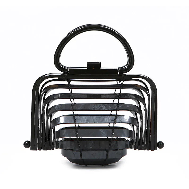 Acrylic bamboo basket hollow handbag foldable shell bag - DanaFashionstore