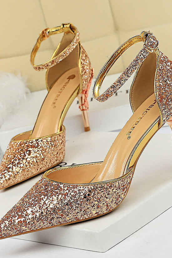 High metallic and sequined heels
