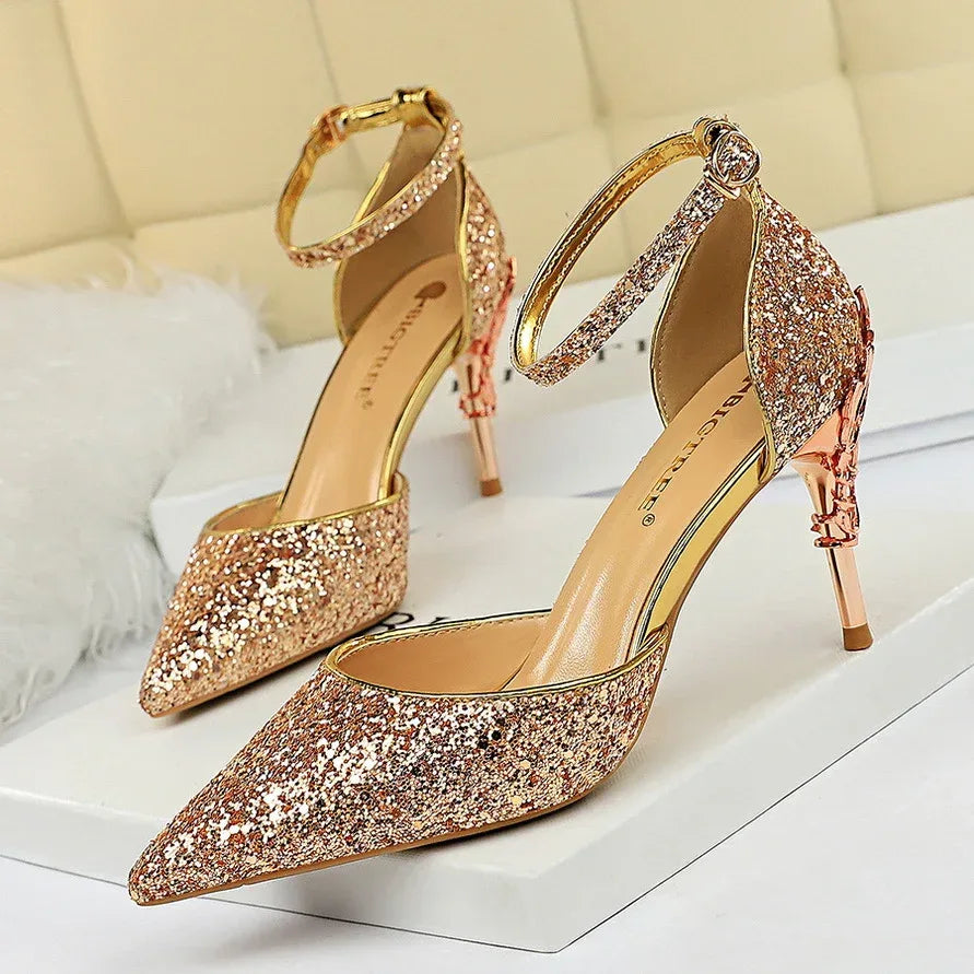High metallic and sequined heels - DanaFashionstore
