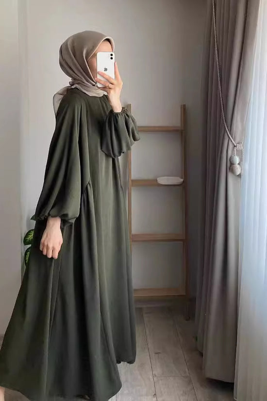 New Muslim Women's Wear Solid Color Elegant Fashion Loose Pullover Dress