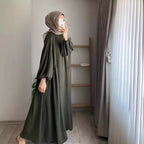 Muslim Women's Solid Color Pullover Dress - Elegant Fashion Loose Fit Modest Dress - DanaFashionstore