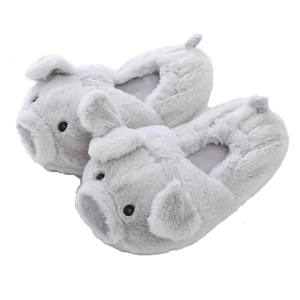Toot Pig Plush Cotton Slippers Women's Baotou Non-slip Warm Home Indoor Floor Shoes - DanaFashionstore