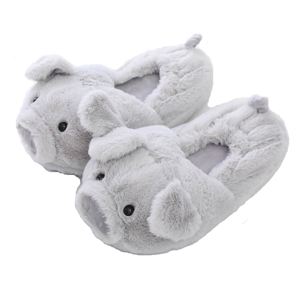 Toot Pig Plush Cotton Slippers Women's Baotou Non-slip Warm Home Indoor Floor Shoes