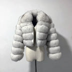 Women's Fur Coat Fox Fur Stitching Short Lapel Long Sleeve Coat - DanaFashionstore