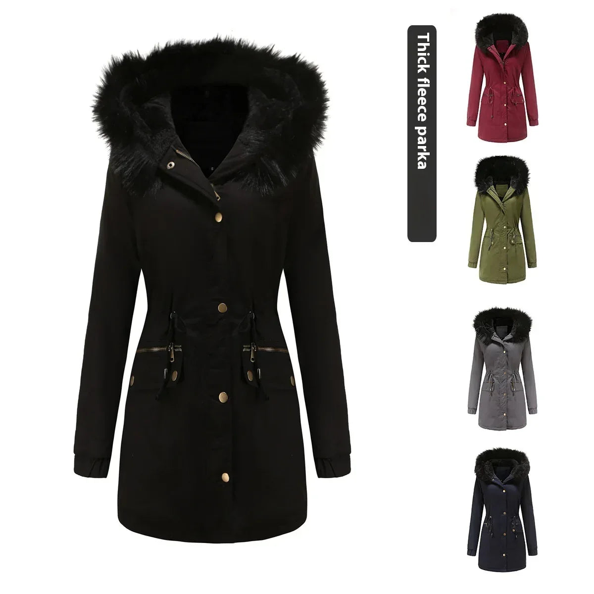 Women's Mid-Length Fur Collar Parker Coat 2026 - Cotton-Padded Jacket - DanaFashionstore