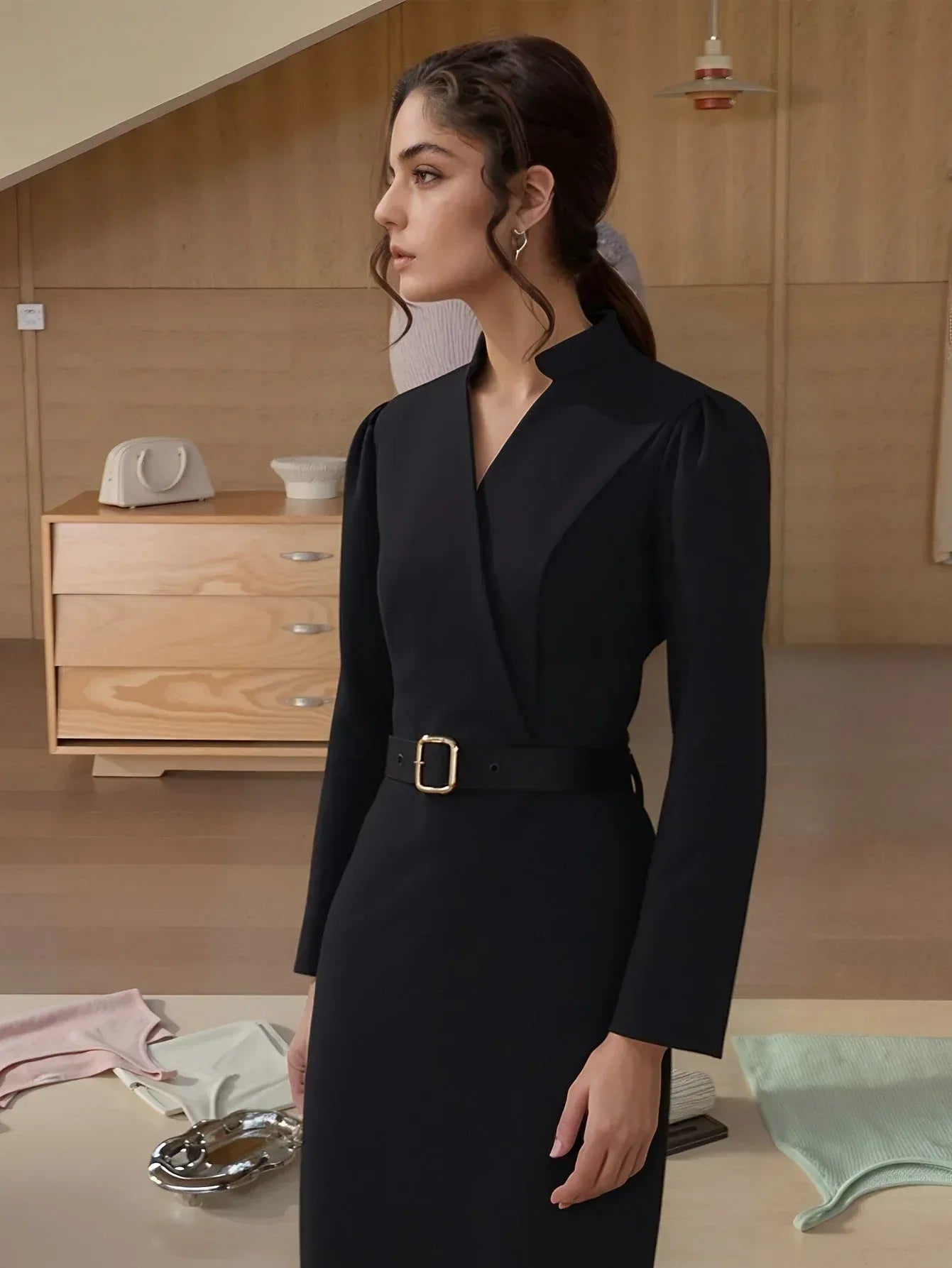Slim-fitting Casual Suit Dress V-neck Long-sleeved Dresses Commuting Office Clothing For Women - DanaFashionstore