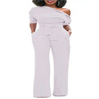 Off-Shoulder Buttoned Wide-Leg Pants 2026 - Casual Jumpsuit - DanaFashionstore