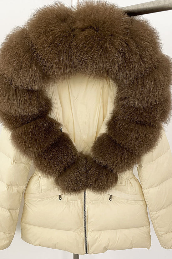 Short Women's Thickened Slim Fit Waist-tight Fur Down Jacket