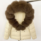 Short Slim Fit Fur Down Jacket 2026 - Women's Waist-Tight Winter Coat - DanaFashionstore