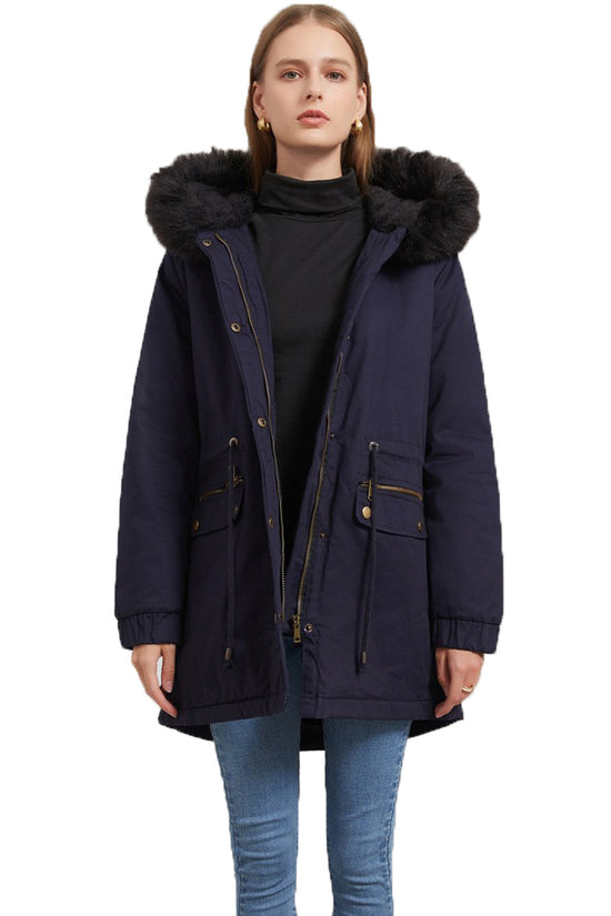 Women's Mid-length Fur Collar Coat Parker Cotton-padded Coat