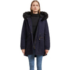 Women's Mid-Length Fur Collar Parker Coat 2026 - Cotton-Padded Jacket - DanaFashionstore
