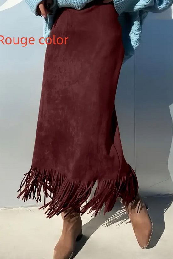 Women's Fashionable Elegant Long Suede Skirt Comfortable Slim Fit