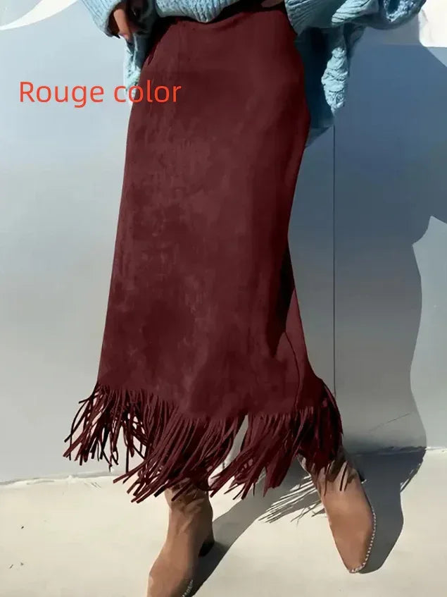 Women's Fashionable Elegant Long Suede Skirt Comfortable Slim Fit - DanaFashionstore