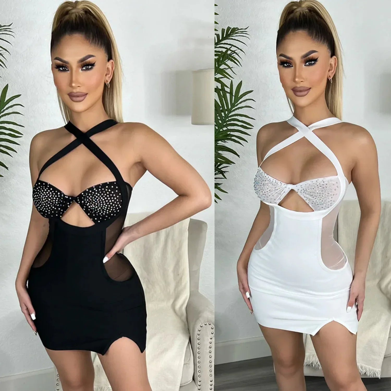 Sling Hot Drilling Nightclub Dress Women - DanaFashionstore