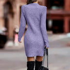 Colorful Round Neck Long Sleeve Sweater Dress - Cozy Knit Dress 2026 - DanaFashionstore