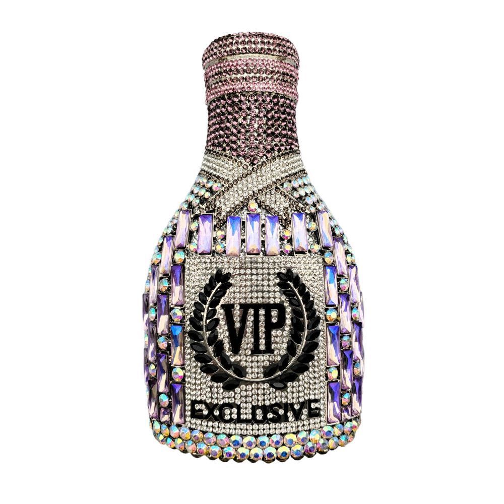 Champagne Bottle Diamond Hand Holding Dinner Bag - Dana Fashion