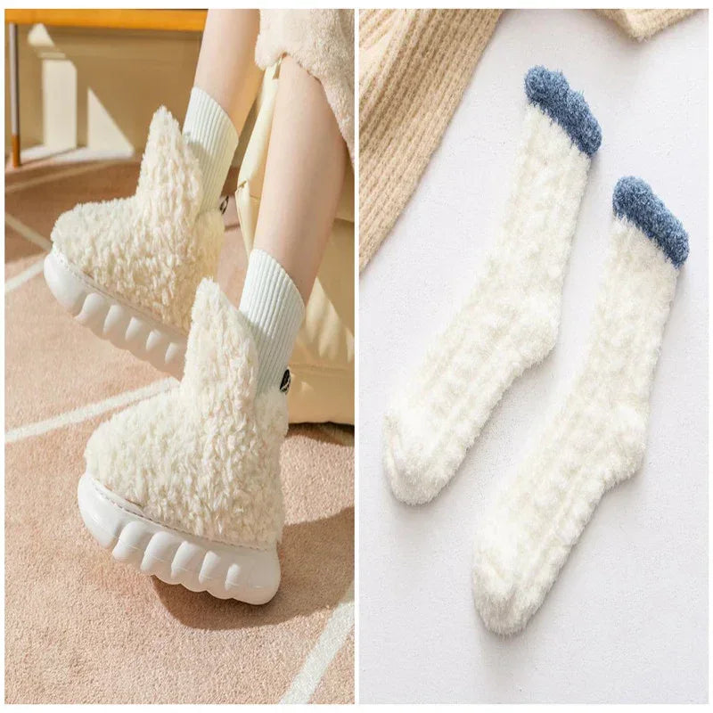 Winter Package Heeled Waterproof Home Indoor And Outdoor Wear Cute High Helper Cotton Slippers - DanaFashionstore