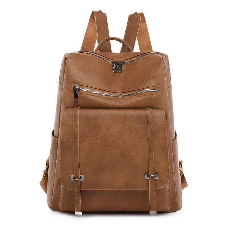 Retro Large Capacity Contrast Color Women's Pu Backpack - DanaFashionstore