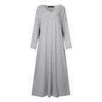 Women's Knitted Long Sleeve V-neck Swing Type Dress