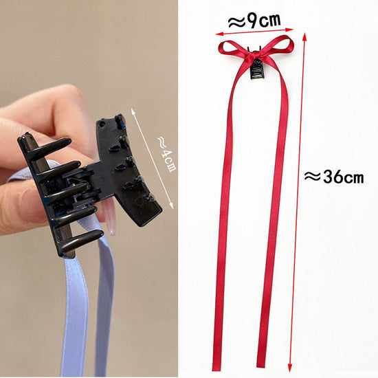 36cm Ribbon Long Polyester Cotton Bow Claw Clip $9.00 Dana Fashion Color: Polyester Cotton Black Women's Accessories Product information: Processing process: manual Color: quality polyester cotton: long ribbon grip-black 1 piece, quality polyester cotton: