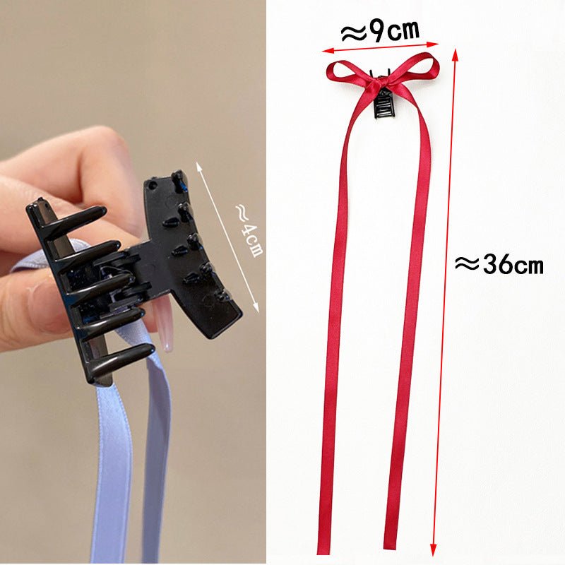 36cm Ribbon Long Polyester Cotton Bow Claw Clip $9.00 Dana Fashion Color: Polyester Cotton Black Women's Accessories Product information: Processing process: manual Color: quality polyester cotton: long ribbon grip-black 1 piece, quality polyester cotton: