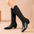 Martin Boots Women's Pointed Toe Plus Size Mid-heel Side Zipper - DanaFashionstore