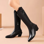 Martin Boots Women's Pointed Toe Plus Size Mid-heel Side Zipper - DanaFashionstore