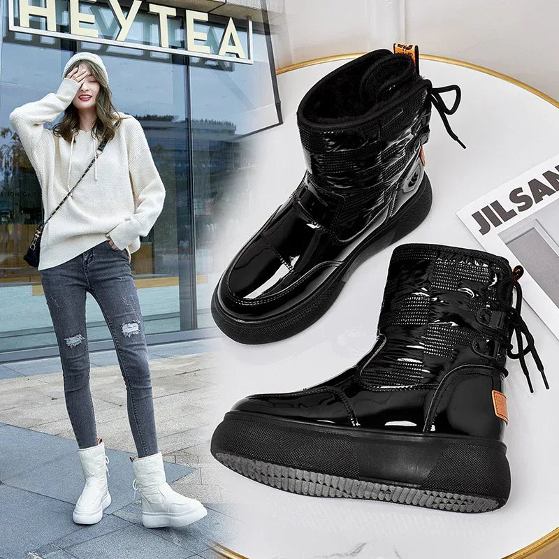 Women's Thick And Velvet Cotton Flat-bottomed Thick-soled Ankle Boots - DanaFashionstore