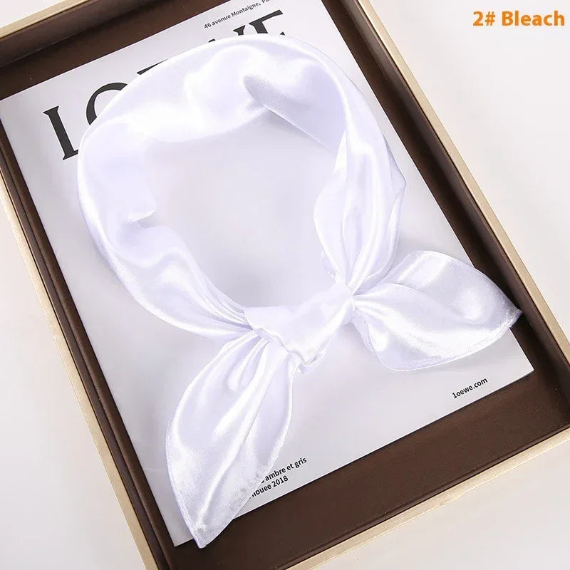 Solid Color Square Scarf Artificial Silk Small Square Towel - DanaFashionstore