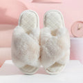 Cross-strap Furry Slippers Warm House Shoes For Women Winter Casual Flip Flops Fluffy Shoes Slides Soft Plush Home Indoor Slippers - DanaFashionstore