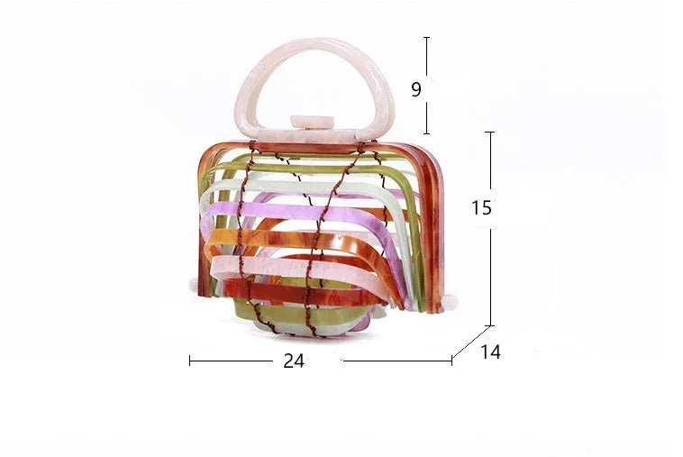Acrylic bamboo basket hollow handbag foldable shell bag - DanaFashionstore