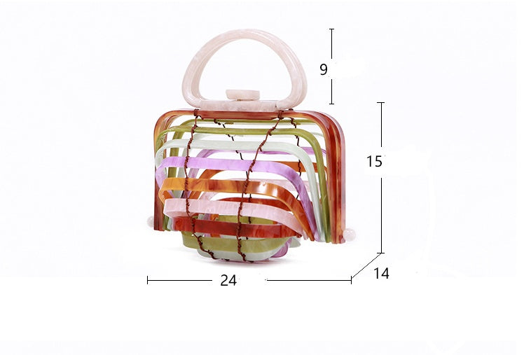 Acrylic bamboo basket hollow handbag foldable shell bag