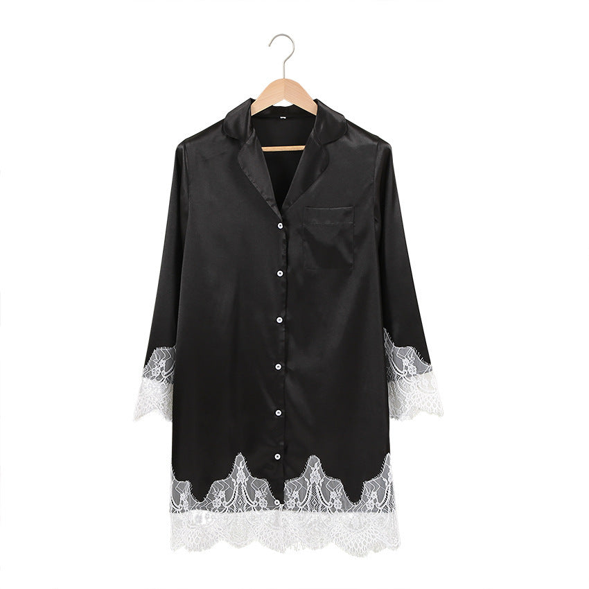 Silk Nightgown Comfortable Pure Color Pajamas - Dana Fashion
