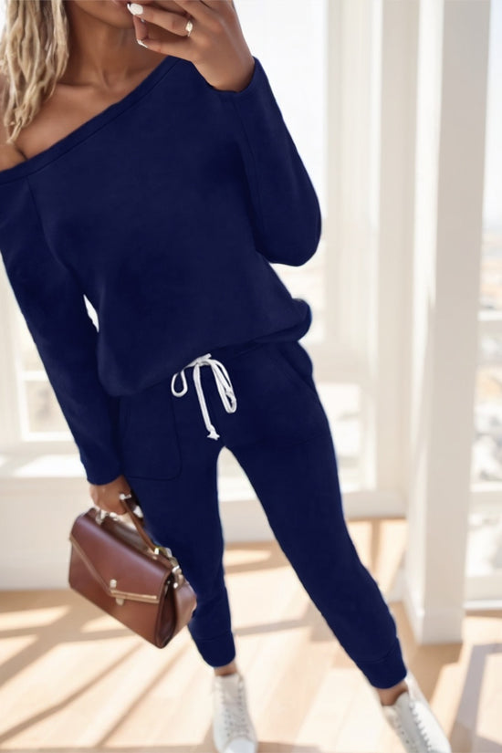 Women'S Black Off-Shoulder Long Sleeve Jumpsuit