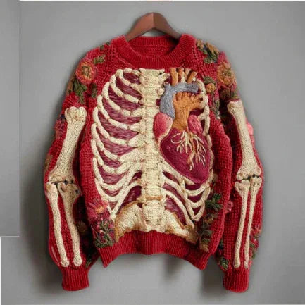 Womens 3D Digital Print Crew-Neck Loose Sweater - DanaFashionstore