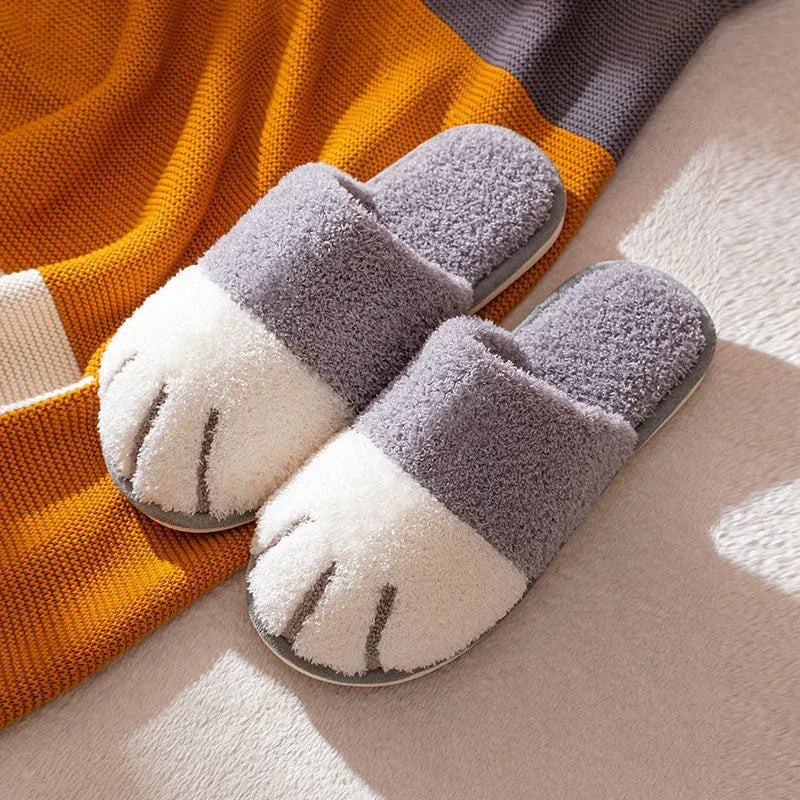Cat Paw Cartoon Cute Couple Warm Indoor Plush Slippers - DanaFashionstore